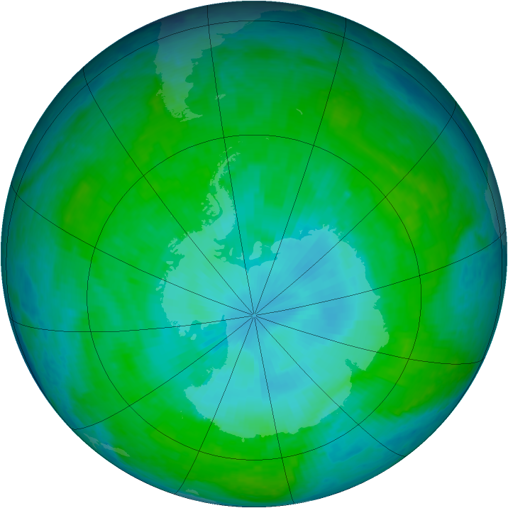 Antarctic ozone map for 06 January 2004